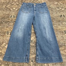 Maeve Anthropologie The Colette Wide Leg Jeans Sz 32 Patch Pocket Light Wash picture