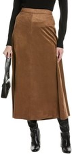 NWT Vince Camuto Faux-Suede a-Line Maxi Skirt - Camel Size:M picture