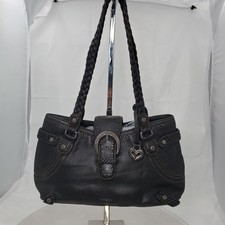 Vintage Y2K Brighton Black Leather Western Shoulder Bag Braid Buckle Heart Boho picture