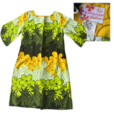 VTS 70s 60s Sears Hawaiian Fashions Dress Neon Pineapple Psychedelic Mod Tiki picture