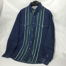 Vintage Roper Rodeo Blue Mens Western Shirt Large Denim Long Sleeve Made USA picture