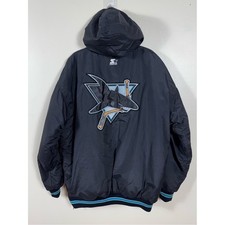 Vintage 1990s Starter Mens San Jose Sharks Puffer Jacket Coat XL NHL Hockey picture