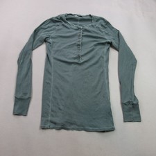Mercer + Taylor Women's M Green Long Sleeve Henley Scoop Neck Thermal Top picture