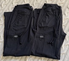 2-Pack QBK Workwear Women’s M Black Scrub Pants Elastic Drawstring w Pockets picture