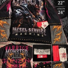 Gunzinii Diesel Service Machine Graphic Studded Long Sleeve Shirt XS picture