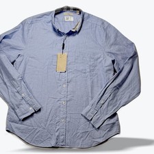 Burberry Brit Button Down Shirt Lapis Blue Micro Houndstooth Designer XL picture