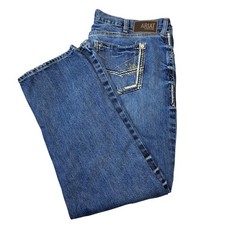 Ariat M5 Jeans Mens 44x32 Blue Straight Fit Straight Leg Western Denim Workwear picture