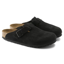 Birkenstock Boston Soft Footbed Suede Leather Black Clogs Unisex Shoes All-Size picture