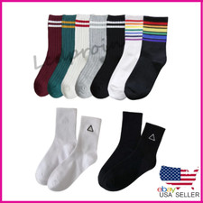 Women Socks Striped Cotton High Ankle Crew Sock Pride Stocking Rainbow Triangle picture