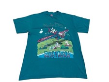Vintage 80s Rude Dog Buzzes the Beach Teal Size Large picture