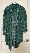 Torrid Size 1 Green Plaid Open Front Kimono picture