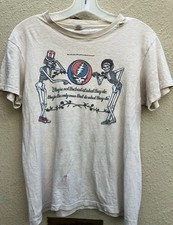 Vintage 1980 Grateful Dead T Shirt White Color 2 side Warfield Theatre BTH46 picture