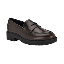 Women's Calvin Klein Otinya Almond Toe Penny Loafers Dark Brown picture