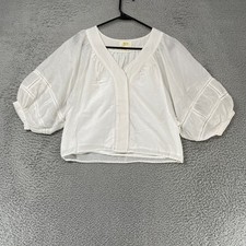 Maeve Anthropologie Top Womens XS Anthro Crochet Balloon Sleeve Boho Boxy Fairy picture