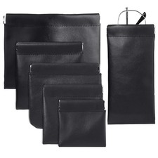 PH PandaHall 6 Sizes Leather Squeeze Coin Purse, 6pcs Black Change picture