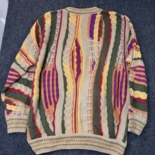 Vintage Carlo Alberto Australia Textured Knit Sweater Multicolor Crewneck Size L picture