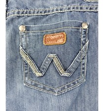 Wrangler Bootcut Jeans Womens 13/14 X32 Western Country Cowgirl Blue pockets y2k picture