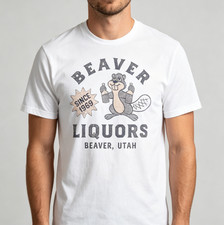 Beaver Liquors T Shirt Funny Booze Bottle Drinking Joke Tee Sizes S-5XL picture
