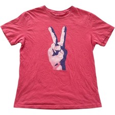 GAP Peace Sign Graphic T-Shirt Women's S Red White Blue Americana Vintage Wash picture