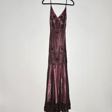 Vintage Papell Boutique 14 Silk Beaded Maxi Dress Y2K Whimsigoth Fairy Grunge picture