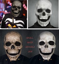 Halloween Skull Mask Full Head With Moving Jaw Scary Helmet Horror Party US picture