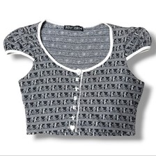 Vintage 1990s Betsey Johnson ‘B Is For Betsey’ Logo Emblazoned Scoop Neck Top S picture