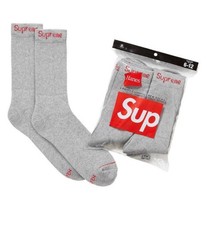 Supreme/Hanes Crew Socks Authentic Grey 4 Pack Size 6-12 Fast 🚚 picture