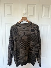Vintage David Taylor Sweater Size Large Black Brown Knit Long Sleeve 90s Men's L picture