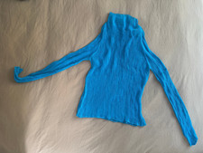 RARE Issey Miyake Turqoise Pleats Please Sheer Long Sleeve Top Size 2 picture