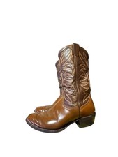 Vintage Nocona Men's Two-Tone Bullhide Leather Cowboy Boots Size 11 D USA Brown picture