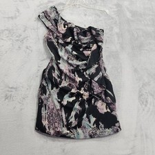 NEW American Rag Dress Womens M Black Animal Print One Shoulder Ruched Ruffle picture
