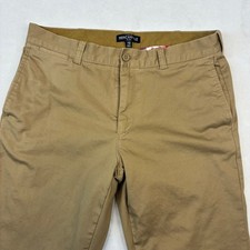 J.Crew Mercantile Plaid Lined Chino Pants Mens 34x32 Tan Flex Straight Khakis picture