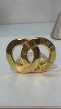 AUTH CELINE LOGO SCARF RING PREOWNED GOLD PARIS picture