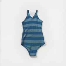 VTG 1920’s Wool Bathing Suit Art Deco Turquoise/grey Stripes  Unisex ? picture