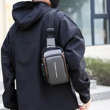 Men's Sling Backpack Waterproof Anti-theft Shoulder Crossbody Chest Bag USB Port picture