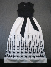 Sears Fashions Maxi Dress Size S Black White Floral Mod Vintage 60s 70s Retro picture