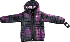Nike Just Do It  All Over Printed Puffer Jacket Coat Size 6/M Girls Galaxy Stars picture
