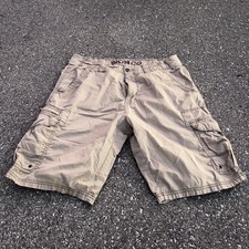 Iron Co Cargo Shorts Mens 34 Beige Canvas Relaxed Fit Workwear Pockets Casual picture