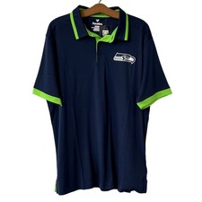 NFL Fanatics Seattle Seahawks Colorblock Short Sleeve Polo Men XL Navy Green NEW picture