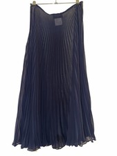 CHANEL BLUE OPAQUE PLEATED SKIRT NAVY SIZE 44 picture