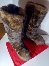 VINTAGE BALLY Luxury Fur Yeti Snow Boots Après-Ski Brown EU 38 US 7.5 picture