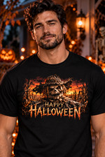Happy Halloween Scarecrow Cornfield T-Shirt Creepy Halloween picture