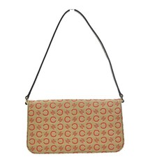 CELINE C Macadam Pattern Shoulder Bag Canvas Leather Green Red Italy 38KD775 picture