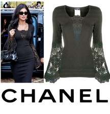 Chanel Vintage 2005 Barbie Crochet Lace Black Sweater Top 38 40 42 6 8 10 M L picture