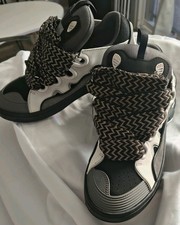Lanvin Curb Sneakers in White/Anthracite BNWB 41 picture
