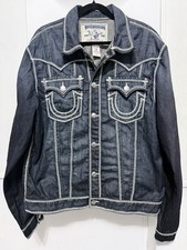 True Religion Mens blue Trucker Natural Mega T Jean Jacket 3XL Haunted Mound picture