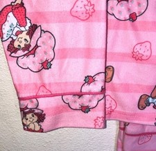 Strawberry Shortcake Pink Kids Flannel Pajama Set Flame Resistant M 7/8 New picture