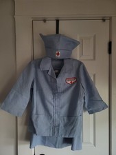 Vintage 60s American Red Cross Nurse Uniform w. Hat, Costume (Made in USA) picture