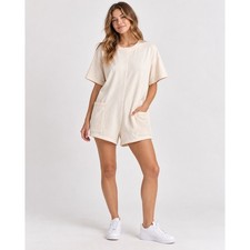 FP Movement Hot Shot Romper Womens S Ivory Cream V Neck Pockets Free People picture