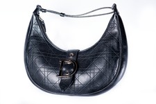 Christian Dior Black Cannage Leather Hobo Shoulder Bag D Buckle picture